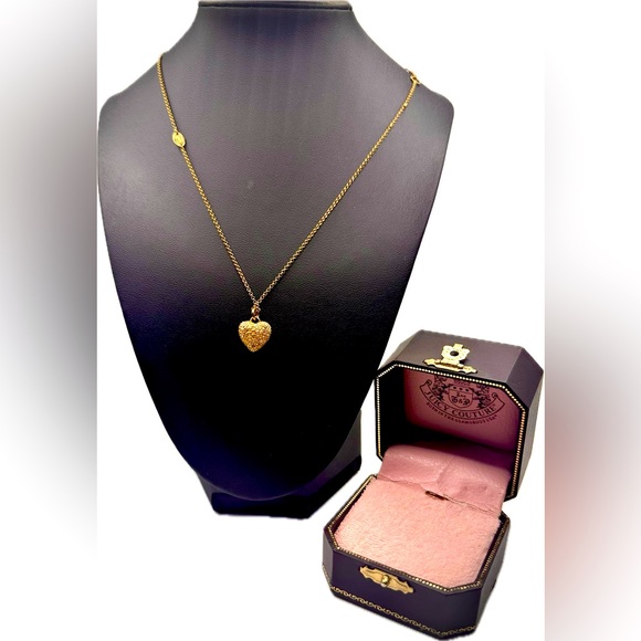 Juicy Couture Jewelry - Juicy Couture Gold Tone Heart Necklace w/Crystals, Very Good Preowned Cond, Vtge